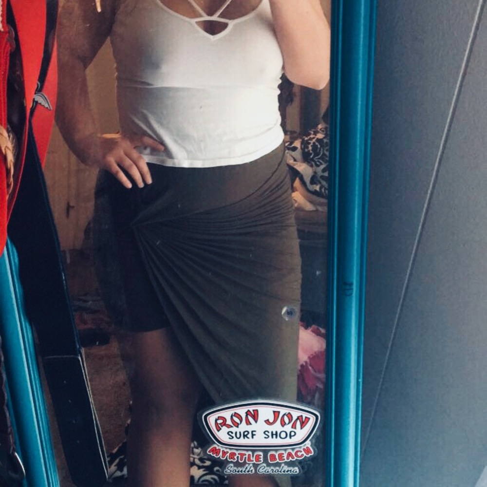 Boho army green knot skirt!